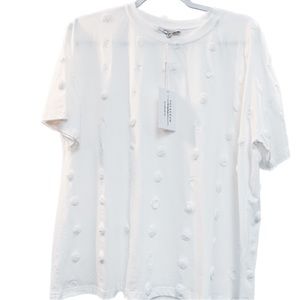 Polygram Pom Pom Shirt white. Boutique Item. NWT Have Two size 1X and size 2X